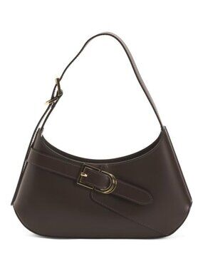 CHEVAL Made In Italy Leather Asymmetrical Shoulder Bag Gold Buckl